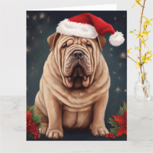 Shar Pei Dog in Snow Christmas Card