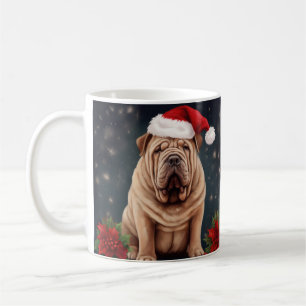 Shar Pei Dog in Snow Christmas Coffee Mug