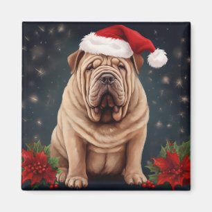 Shar Pei Dog in Snow Christmas  Magnet