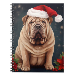Shar Pei Dog in Snow Christmas Notebook
