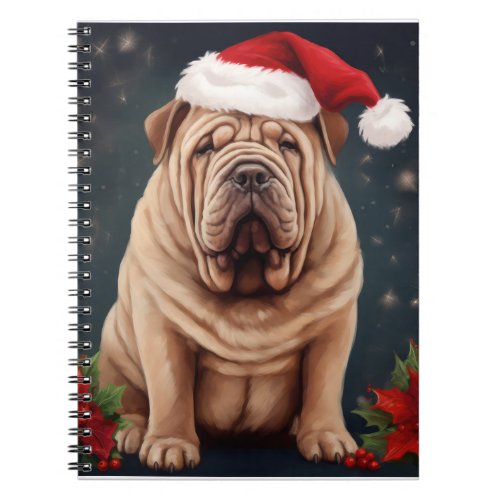 Shar Pei Dog in Snow Christmas  Notebook