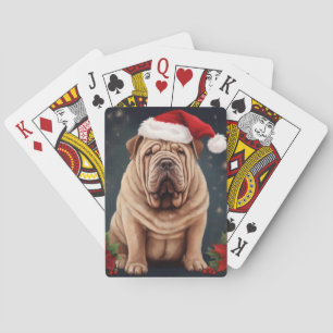 Shar Pei Dog in Snow Christmas  Poker Cards