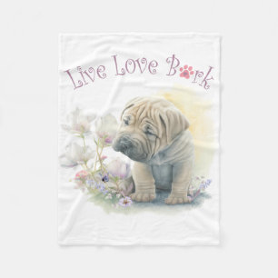 Shar-pei Dog Mom Floral Fleece Blanket