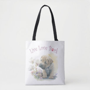 Shar-pei Dog Mom Floral Tote Bag