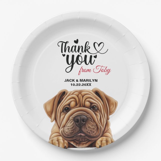 Shar-Pei Dog Paper Plates (Front)