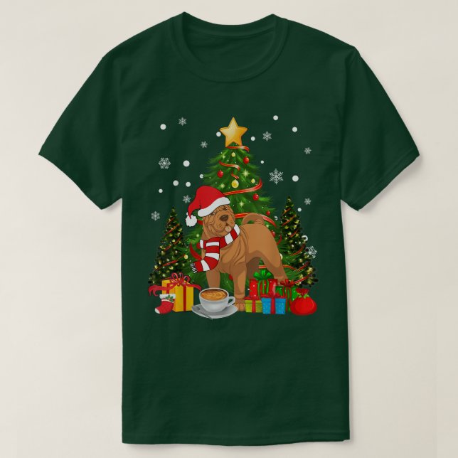 Shar Pei Dog Santa Hat Christmas Coffee 2021 Dog G T-Shirt (Design Front)