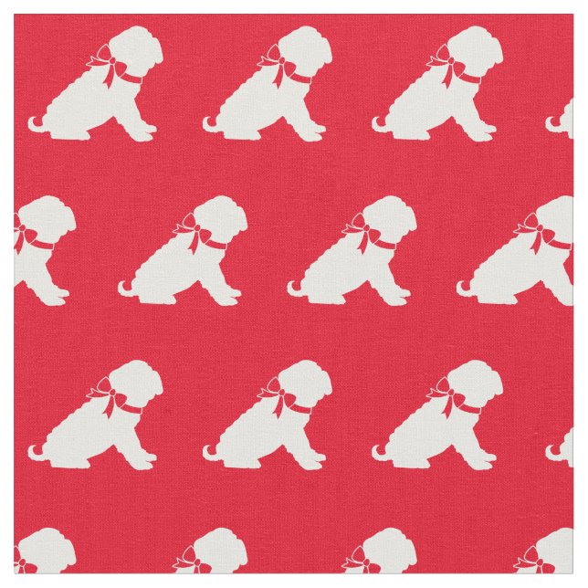 Shar Pei Dog Silhouette Pet Red Fabric (Close Up)