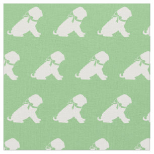 Shar Pei Dog Silhouette Pet Sage Green Fabric