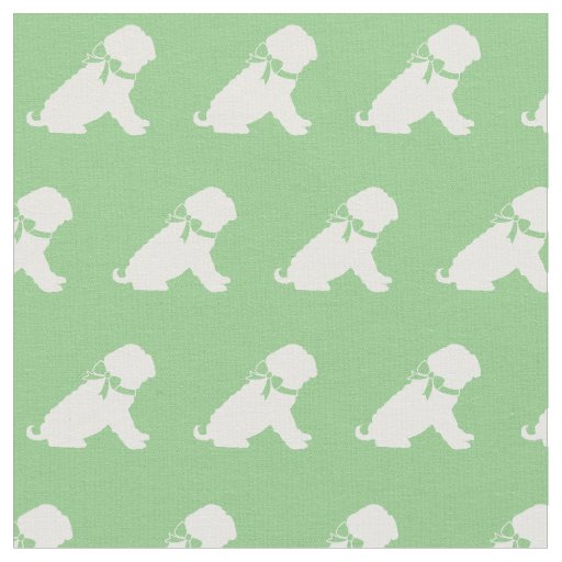 Shar Pei Dog Silhouette Pet Sage Green Fabric