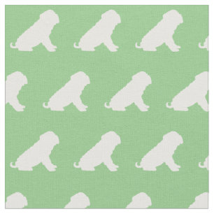 Shar Pei Dog Silhouette Pet Sage Green Fabric
