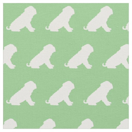 Shar Pei Dog Silhouette Pet Sage Green Fabric