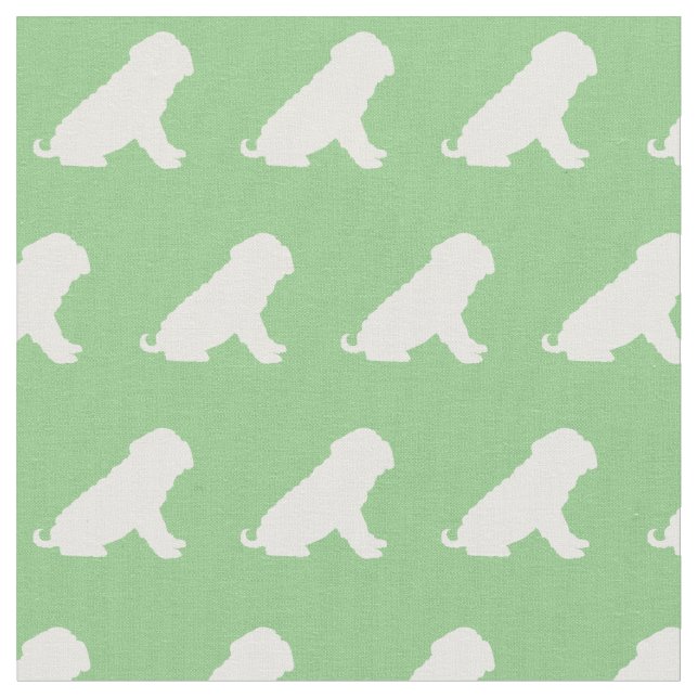 Shar Pei Dog Silhouette Pet Sage Green Fabric (Close Up)