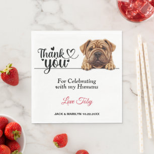 Shar-Pei Dog Wedding Napkins with Photo