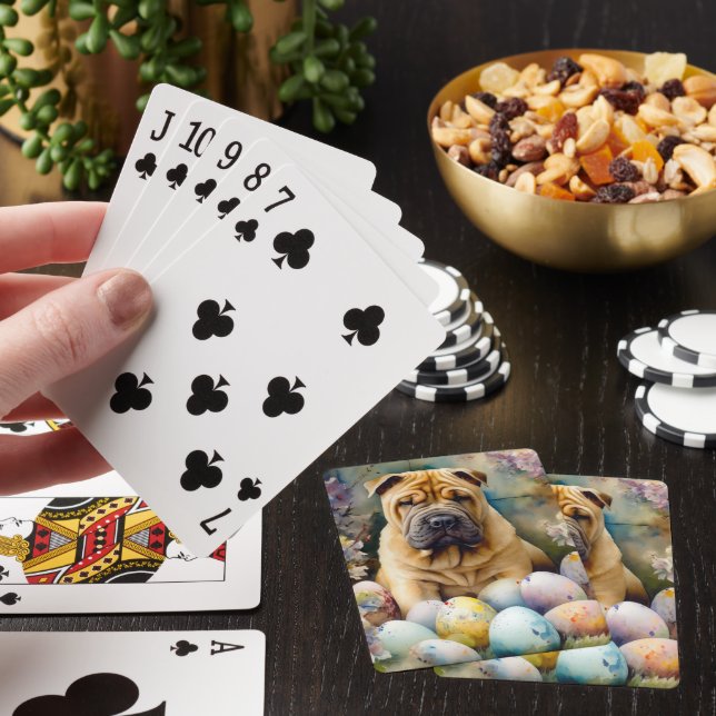 Shar Pei Dog with Easter Eggs Holiday  Poker Cards (In Situ)