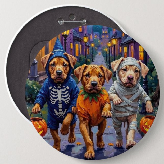 Shar Pei Dogs Trick-or-Treating Halloween Costumes Button (Front & Back)