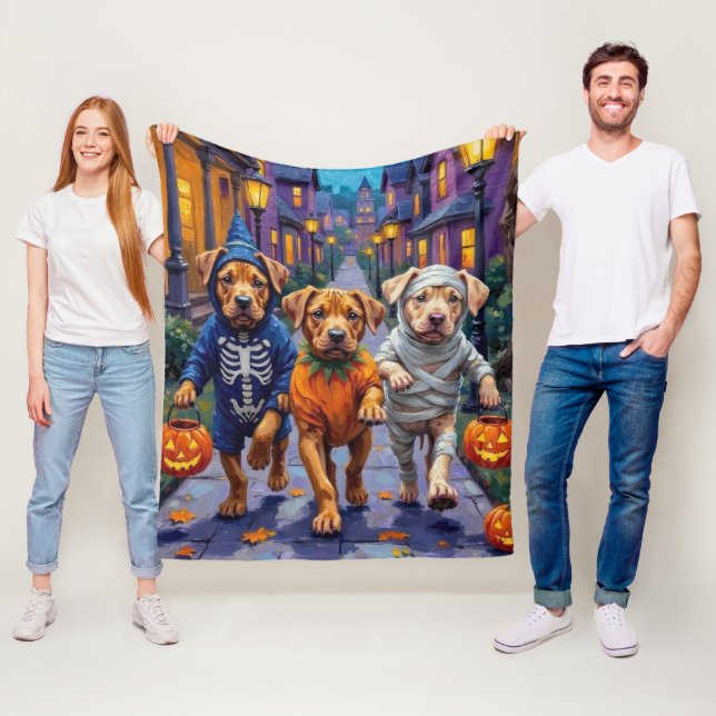 Shar Pei Dogs Trick-or-Treating Halloween Costumes Fleece Blanket (In Situ)