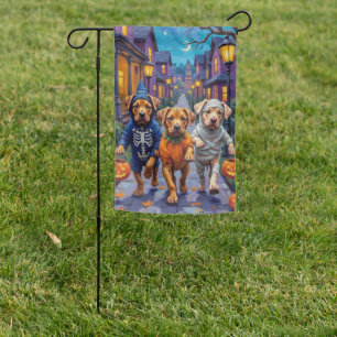 Shar Pei Dogs Trick-or-Treating Halloween Costumes Garden Flag