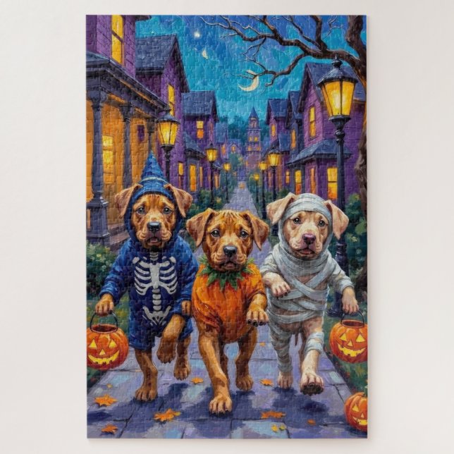 Shar Pei Dogs Trick-or-Treating Halloween Costumes Jigsaw Puzzle (Vertical)