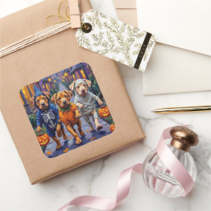 Shar Pei Dogs Trick-or-Treating Halloween Costumes Square Sticker