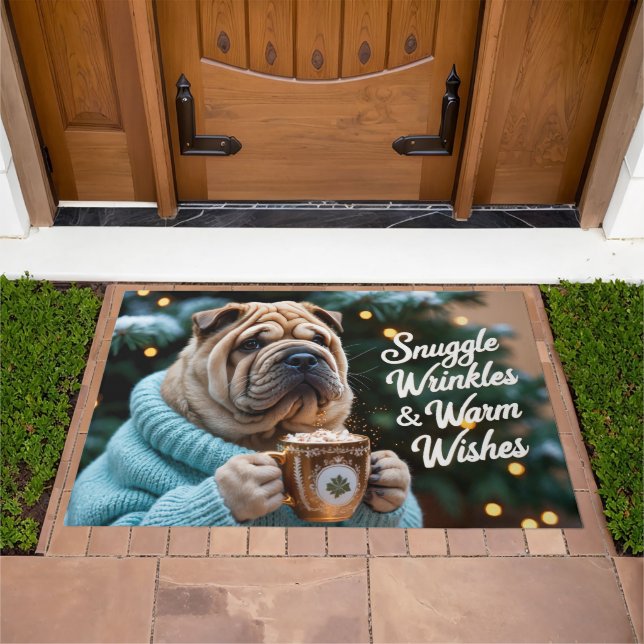 Shar Pei Festive Holiday Christmas  Doormat (Outdoor)