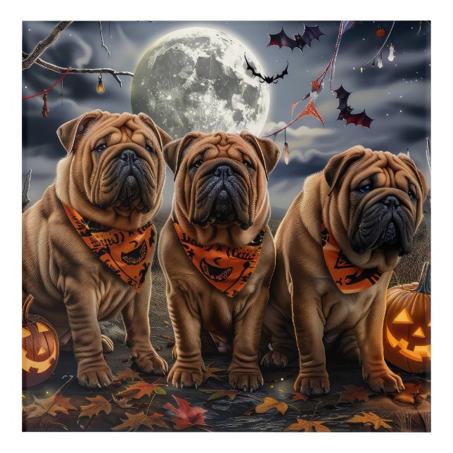 Shar Pei Halloween Spooky Acrylic Print (Front)