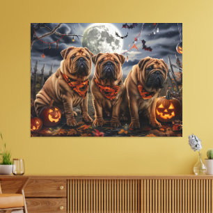 Shar Pei Halloween Spooky Canvas Print