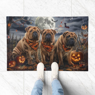 Shar Pei Halloween Spooky Doormat