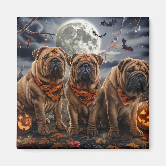 Shar Pei Halloween Spooky Magnet (Front)