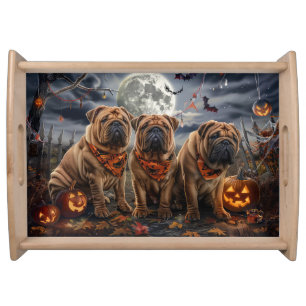 Shar Pei Halloween Spooky Serving Tray