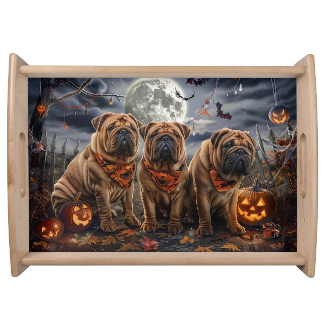 Shar Pei Halloween Spooky Serving Tray (Front)