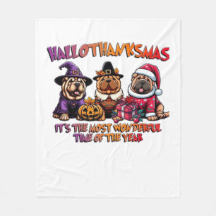 Shar Pei Halloween Thanksgiving Christmas Classic  Fleece Blanket