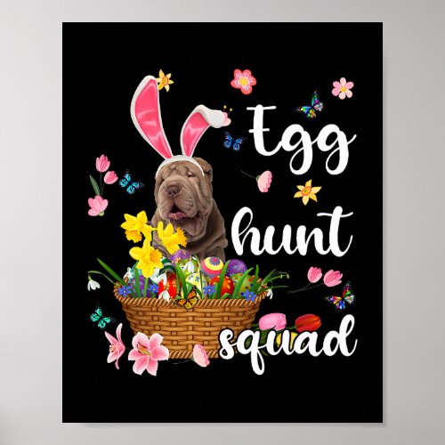 Shar Pei Happy Easter Day Easter Colorful Egg Hunt Poster