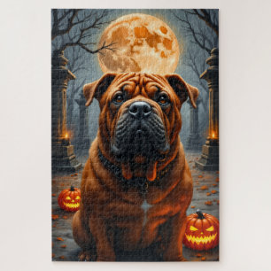 Shar-Pei Haunted Temple Halloween Portrait Art Jigsaw Puzzle