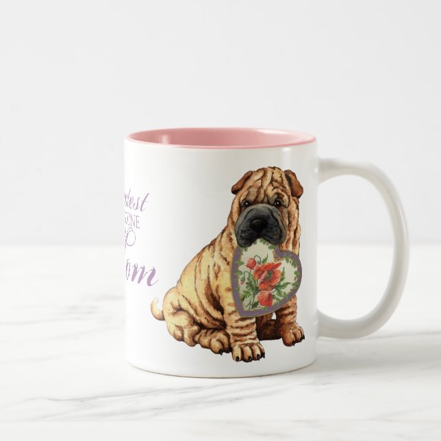 Shar-Pei Heart Mom Two-Tone Coffee Mug (Right)