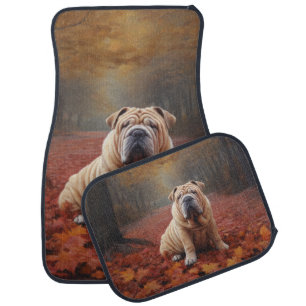 Shar Pei in Autumn Leaves Fall Inspire Car Floor Mat