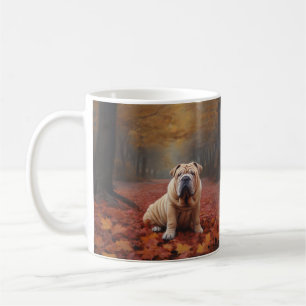 Shar Pei in Autumn Leaves Fall Inspire Coffee Mug