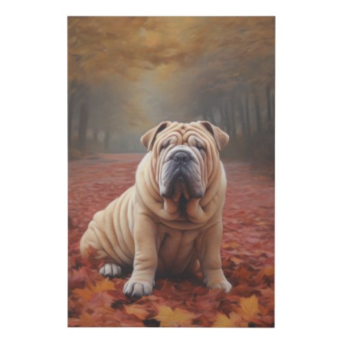 Shar Pei in Autumn Leaves Fall Inspire Faux Canvas Print