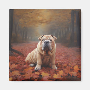 Shar Pei in Autumn Leaves Fall Inspire Magnet