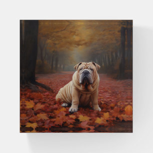Shar Pei in Autumn Leaves Fall Inspire Paperweight