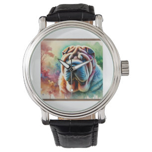 Shar Pei in watercolor 220924AREF124 - Watercolor Watch