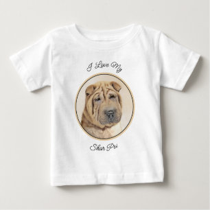 Shar Pei Painting - Cute Original Dog Art Baby T-Shirt