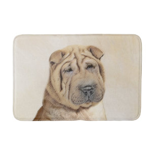 Shar Pei Painting - Cute Original Dog Art Bath Mat