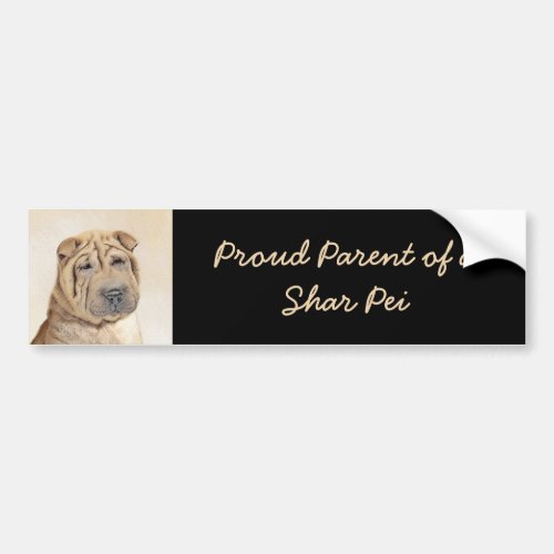 Shar Pei Painting _ Cute Original Dog Art Bumper Sticker