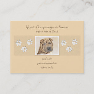Shar Pei Painting - Cute Original Dog Art Business Card