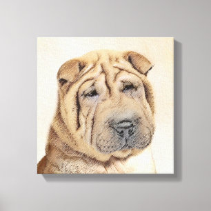 Shar Pei Painting - Cute Original Dog Art Canvas Print