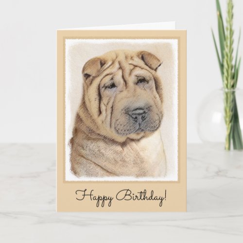 Shar Pei Painting _ Cute Original Dog Art Card