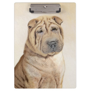 Shar Pei Painting - Cute Original Dog Art Clipboard