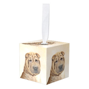 Shar Pei Painting - Cute Original Dog Art Cube Ornament