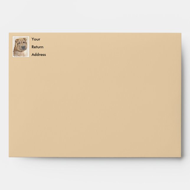 Shar Pei Painting - Cute Original Dog Art Envelope (Front)