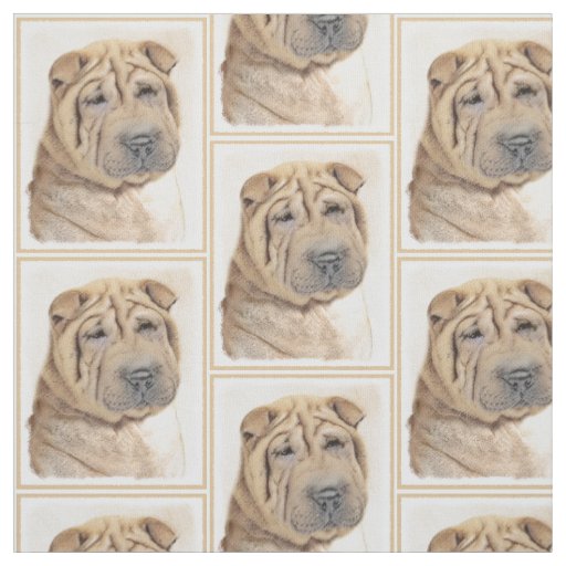 Shar Pei Painting - Cute Original Dog Art Fabric